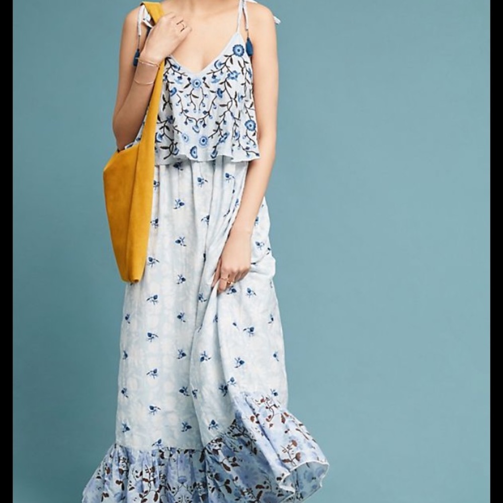 Anthro | Let Me Be | Annike Embroidered Dress